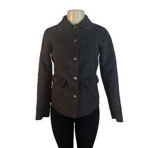 Cabi Women's Dark Gray Snap Button Faux Suede Jacket Size XS